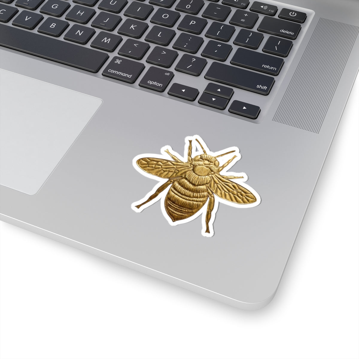 Gold Bee Kiss-Cut Sticker — Metallic Honeybee Laptop Decal