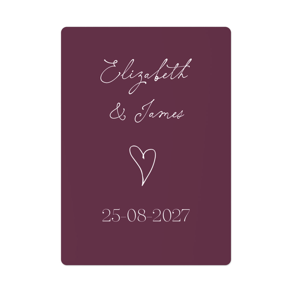 Burgundy Wedding Favour Personalised Poker Cards