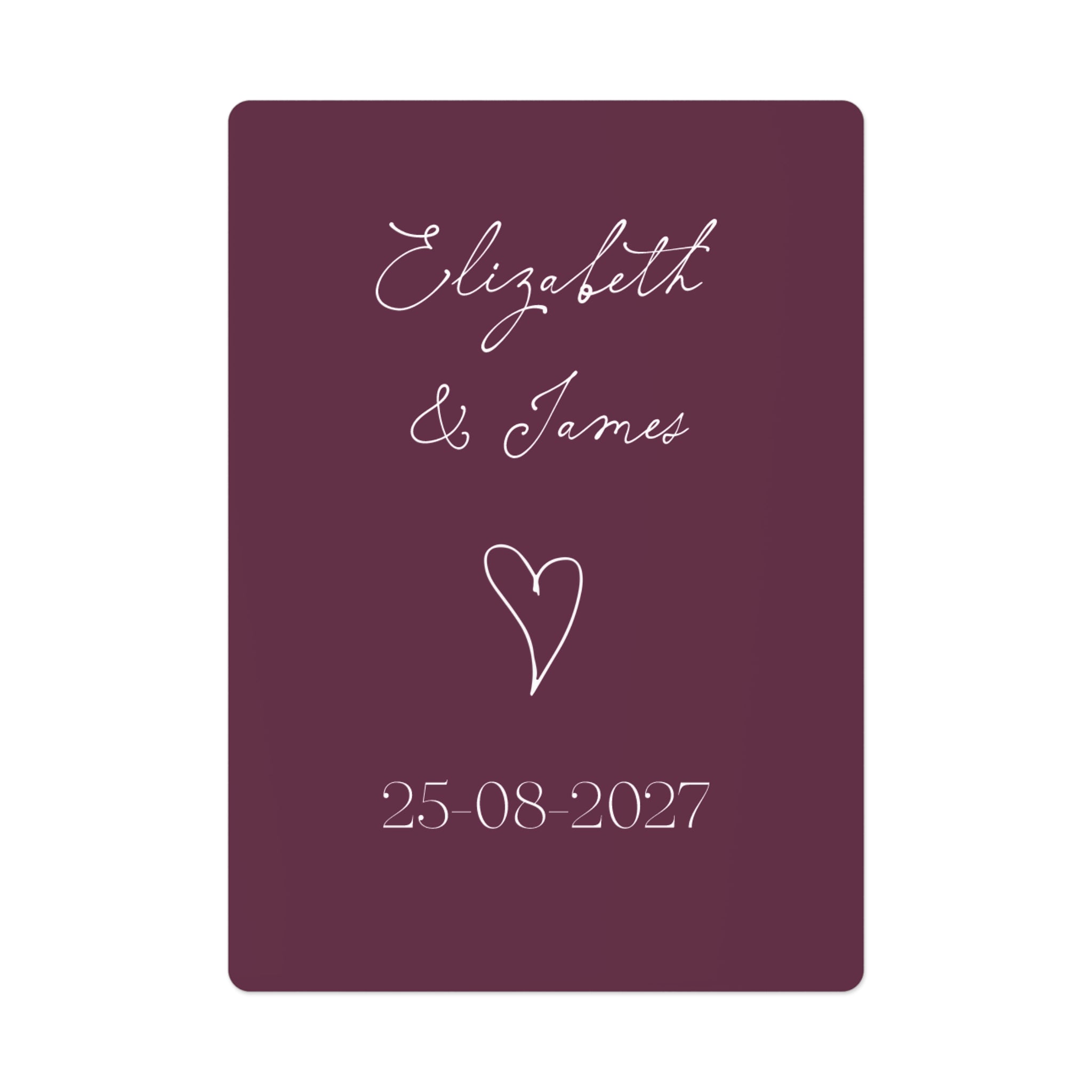 Burgundy Wedding Favour Personalised Poker Cards