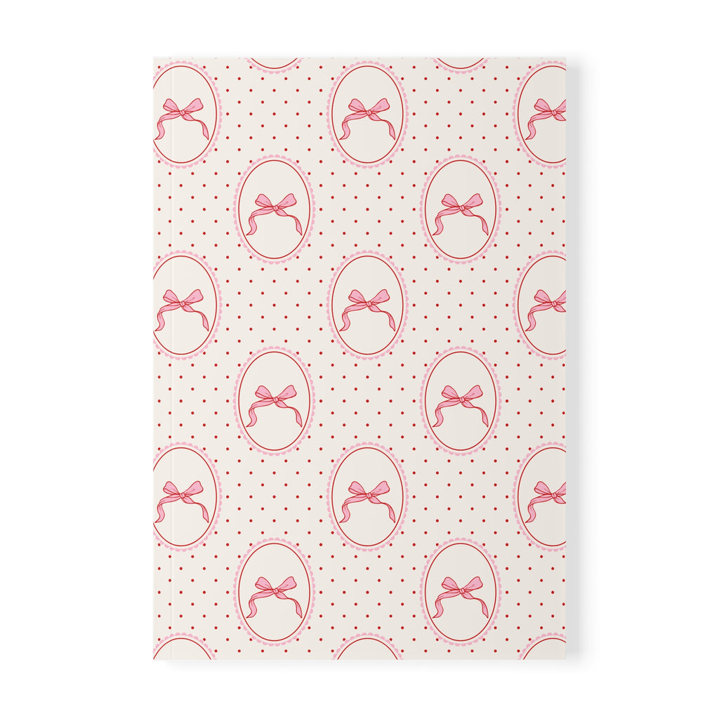 Pink Bow Notebook A5 | Polka Dot Softcover Journal