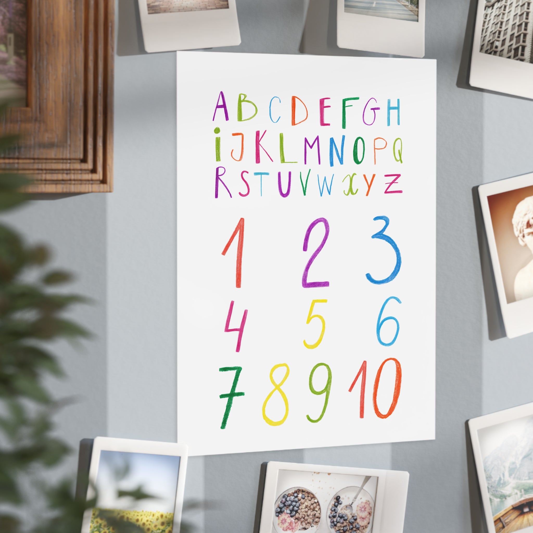 Kids Alphabet & Numbers Print — Colorful Educational Wall Art (Unframed)