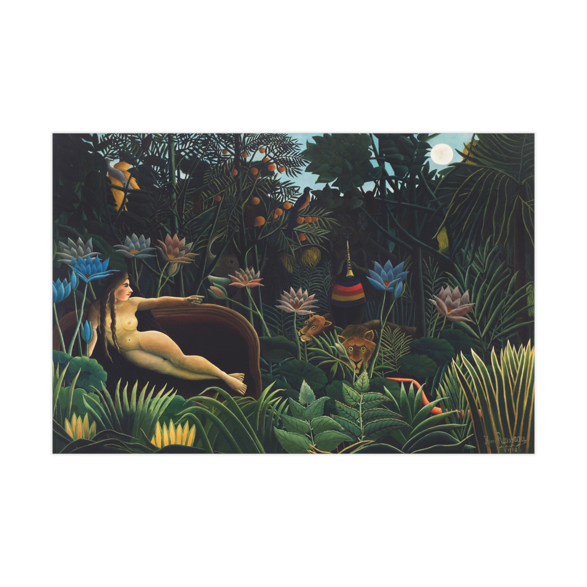 Jungle Night Fine Art Print — Henri Rousseau Inspired Unframed Poster