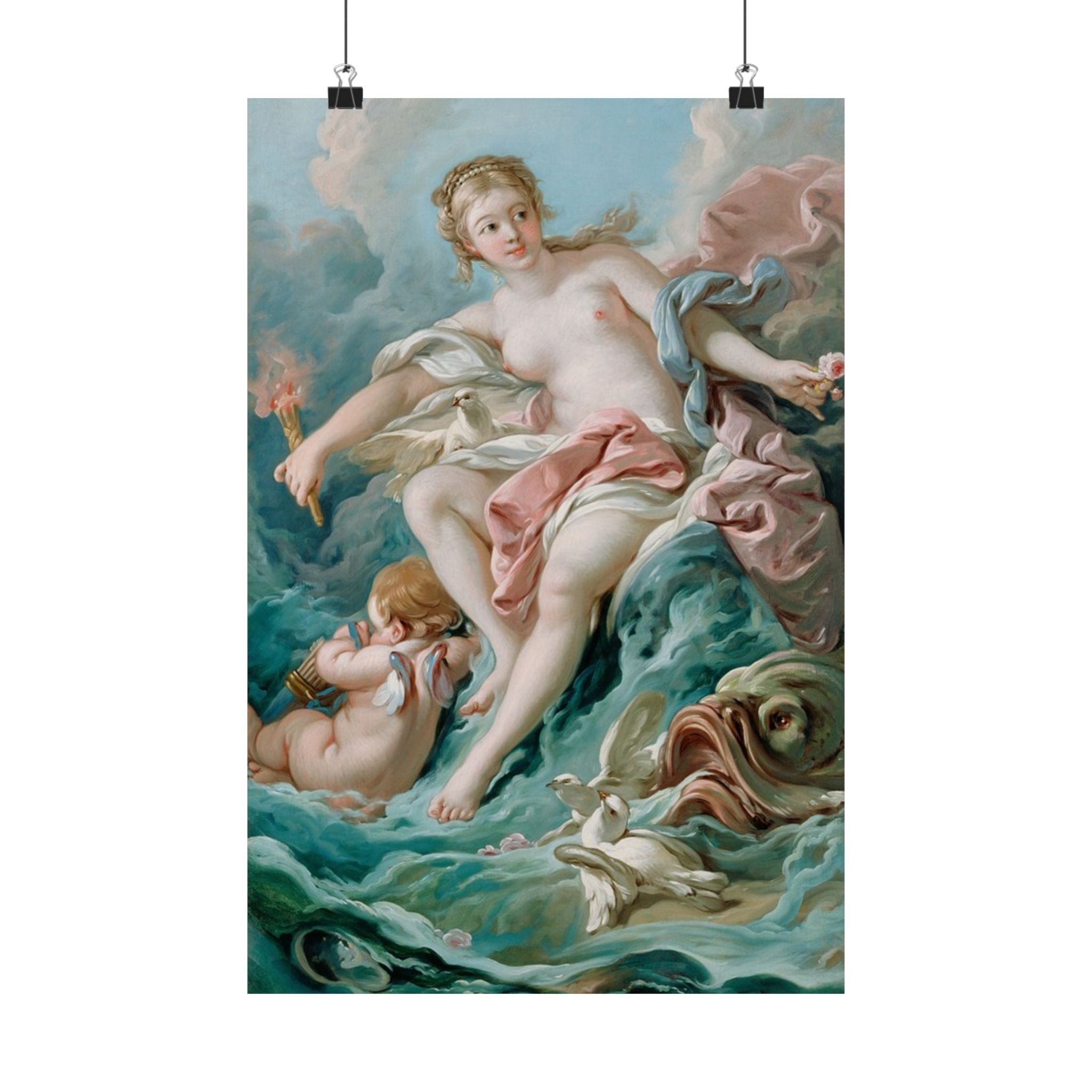 Classical Mythology Matte Vertical Poster — Rococo Venus Wall Art Print
