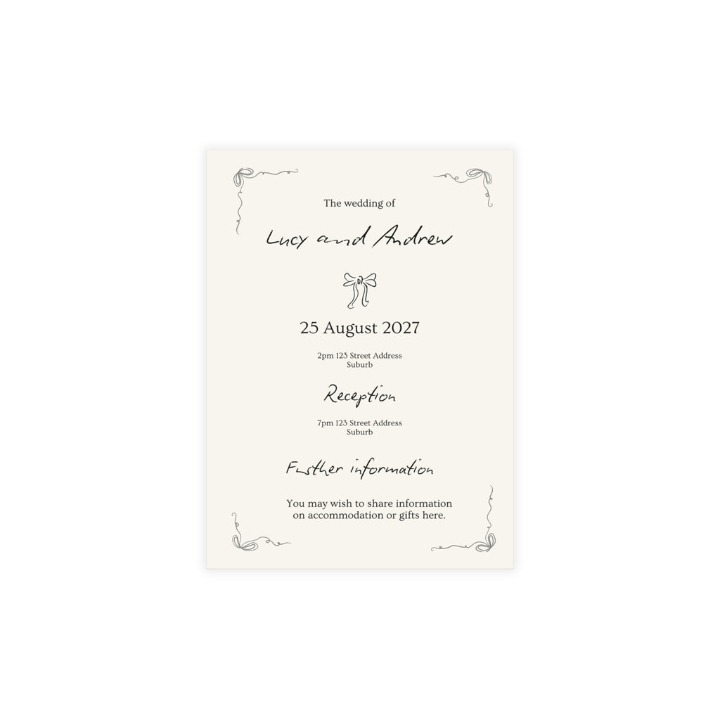 Vintage Cherub Wedding Invitation Card – Two-Sided Ceremony & Reception Template