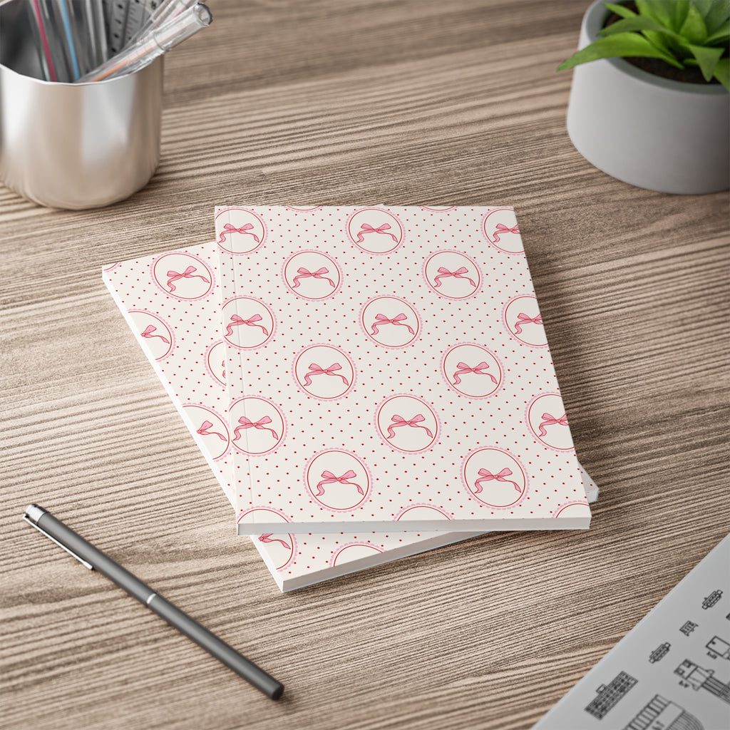 Pink Bow Notebook A5 | Polka Dot Softcover Journal