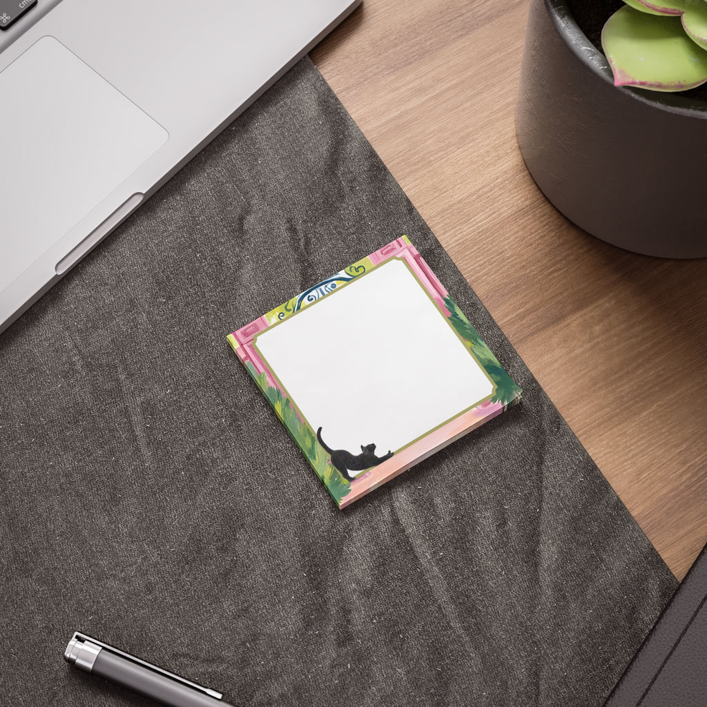 Cat Silhouette Floral Post-it Note Pads – Decorative Sticky Notes