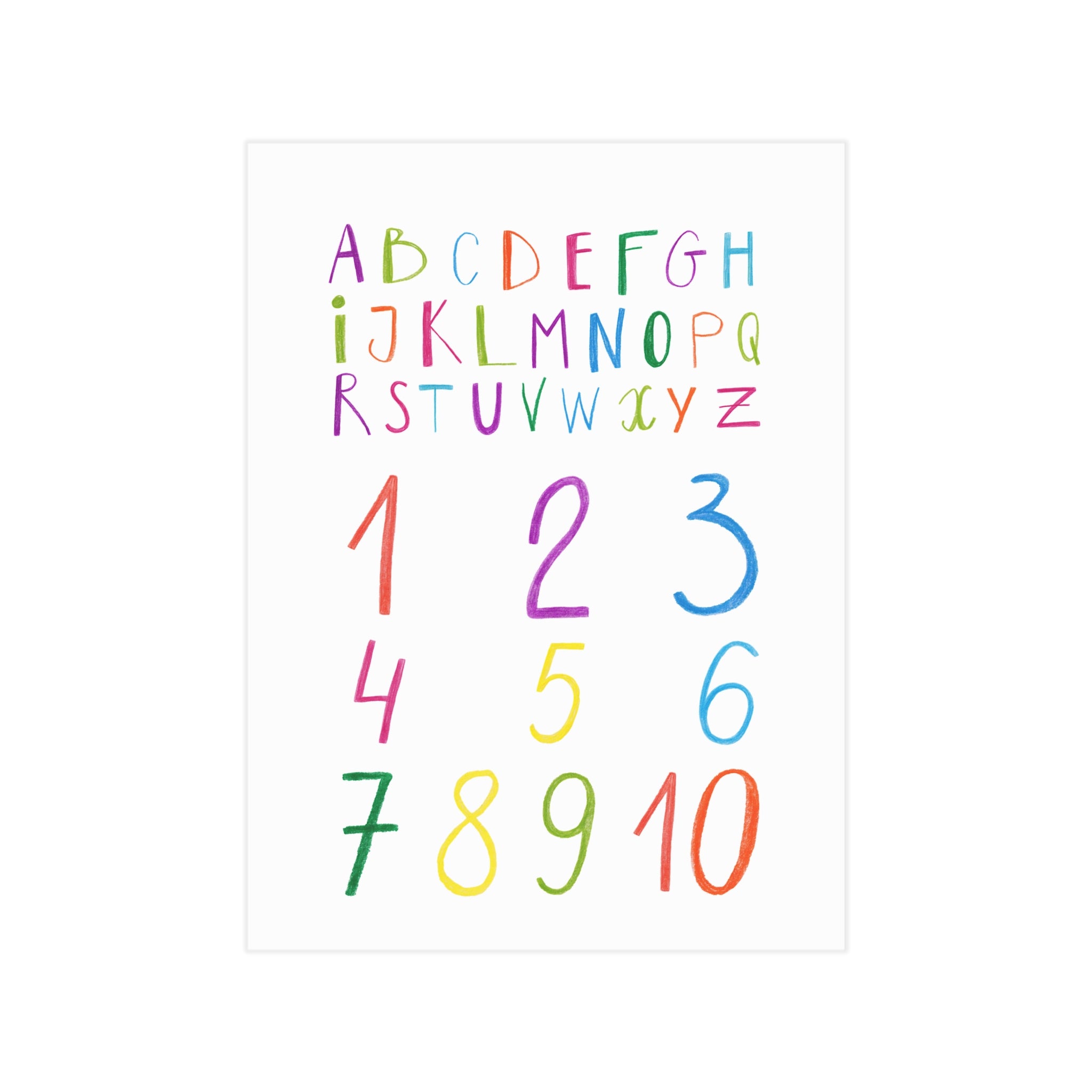 Kids Alphabet & Numbers Print — Colorful Educational Wall Art (Unframed)