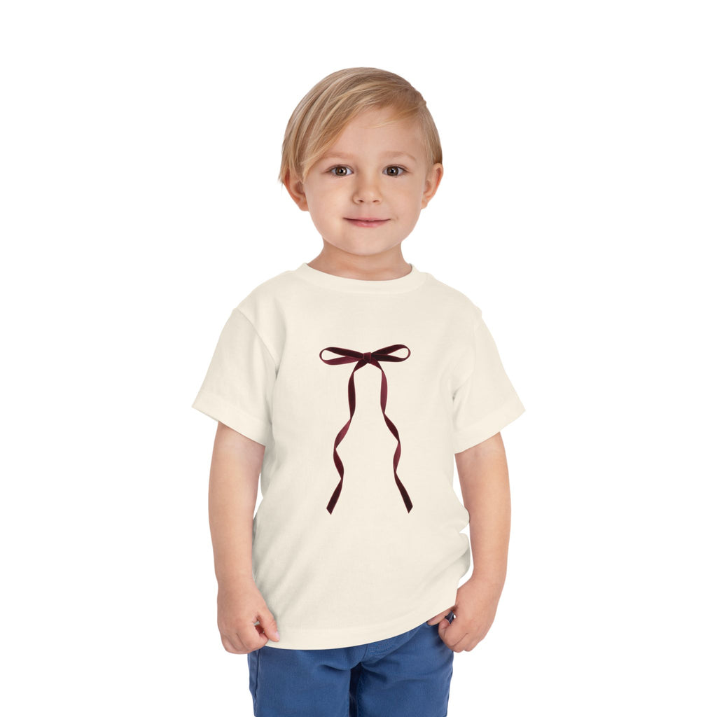 Toddler T-Shirt, Burgundy Ribbon Bow Graphic Tee, Cute Kids Shirt