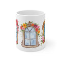 Floral Window Ceramic Mug — 11oz & 15oz Decorative Coffee Cup
