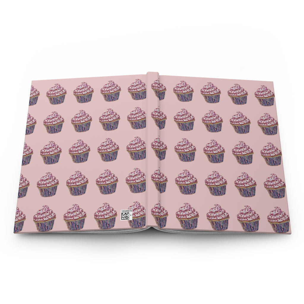 Cupcake Pattern Hardcover Journal — Pink Pastry Notebook for Baking Lovers & Gift Giving