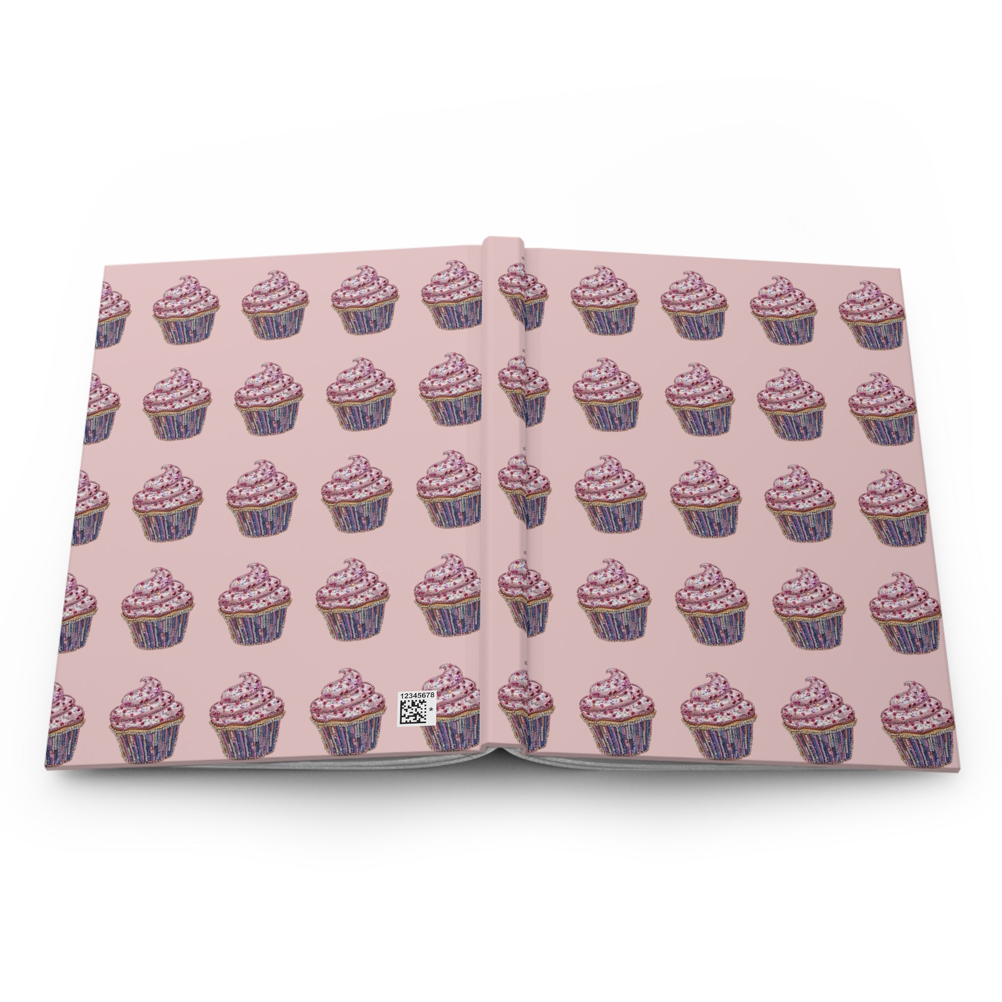 Cupcake Pattern Hardcover Journal — Pink Pastry Notebook for Baking Lovers & Gift Giving
