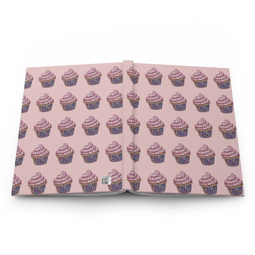 Cupcake Pattern Hardcover Journal — Pink Pastry Notebook for Baking Lovers & Gift Giving