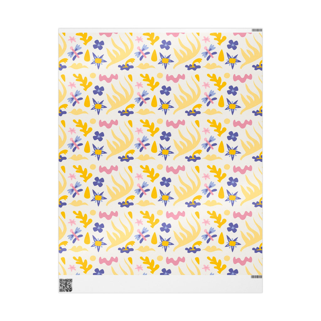 Floral Pastel Wrapping Paper Roll — Yellow, Pink & Lavender Patterned Gift Wrap