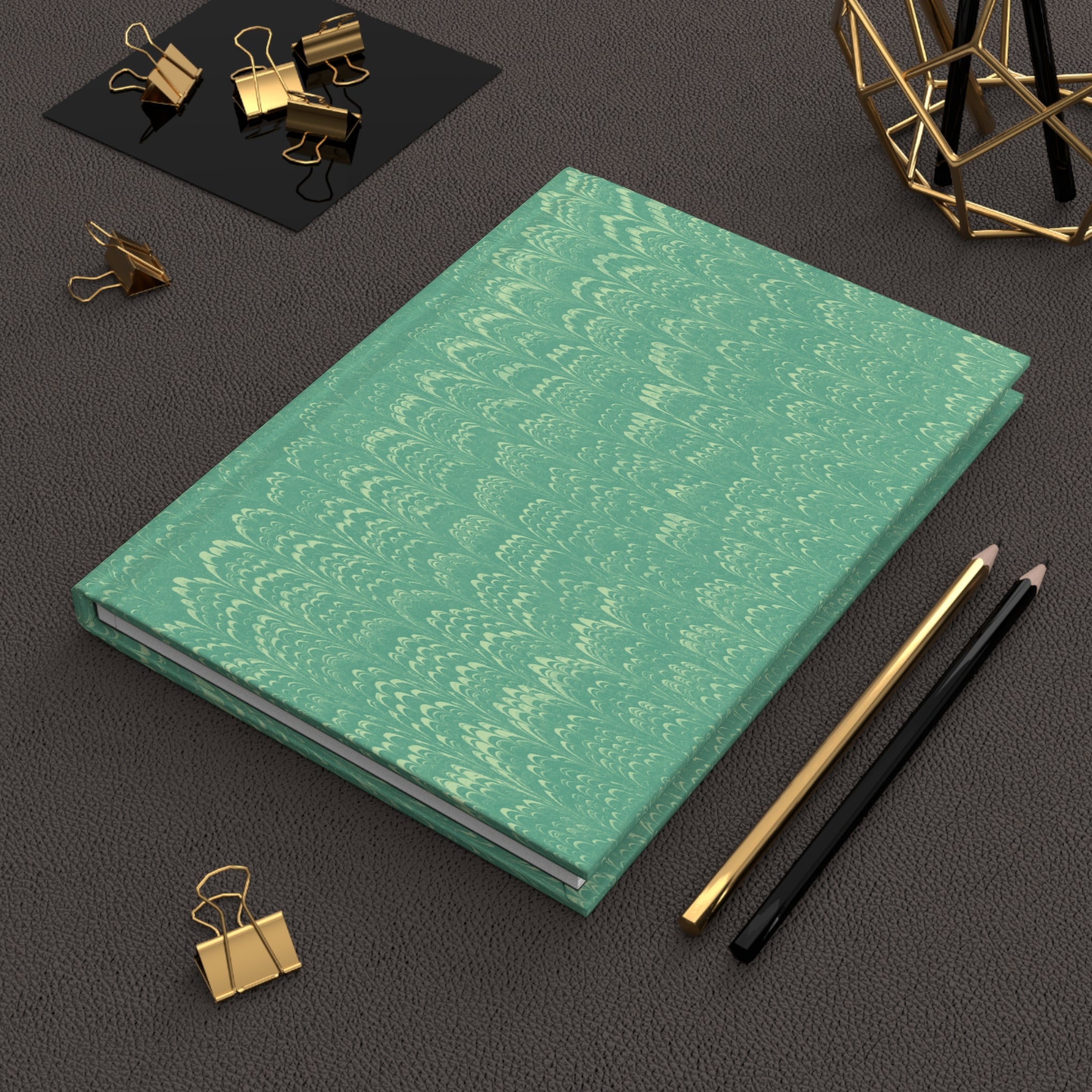 Hardcover Journal, Teal Marble Notebook, Matte Acid Wash Pattern Writing Journal