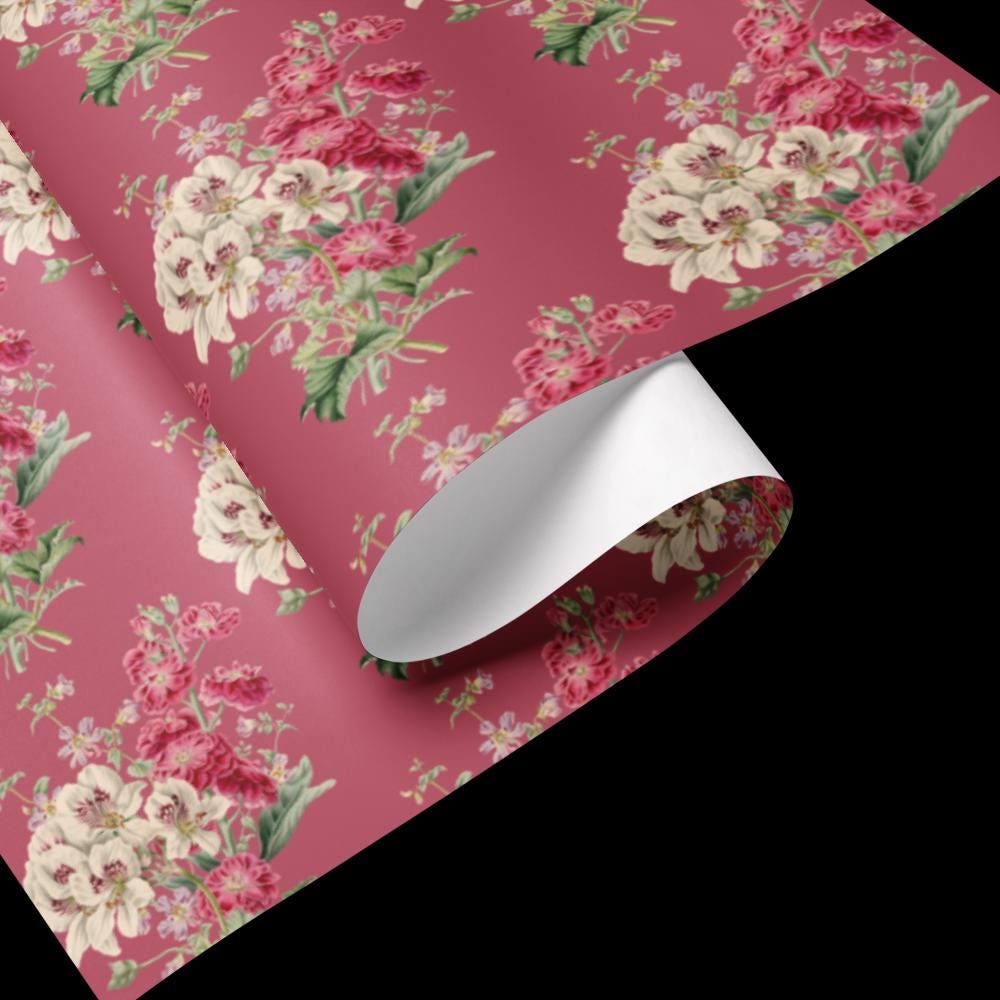Vintage Floral Wrapping Paper Sheets – Pink Matte Gift Wrap Set