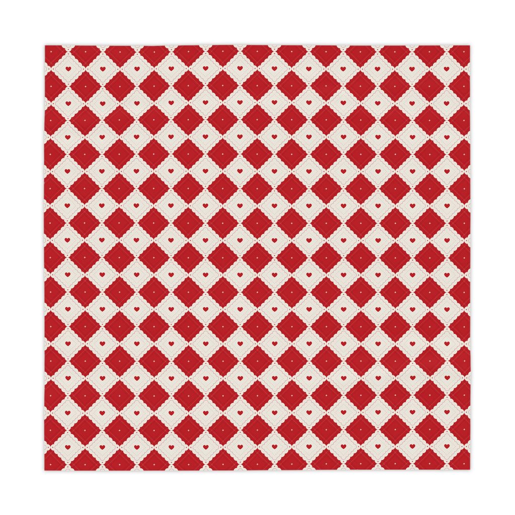 Red Diamond Check Tablecloth — Retro Picnic Plaid Table Cover