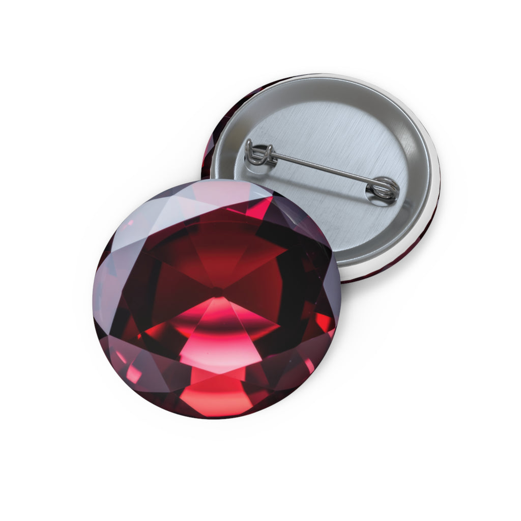 Gemstone Pin Button — Red Faceted Jewel Enamel Lapel Pin