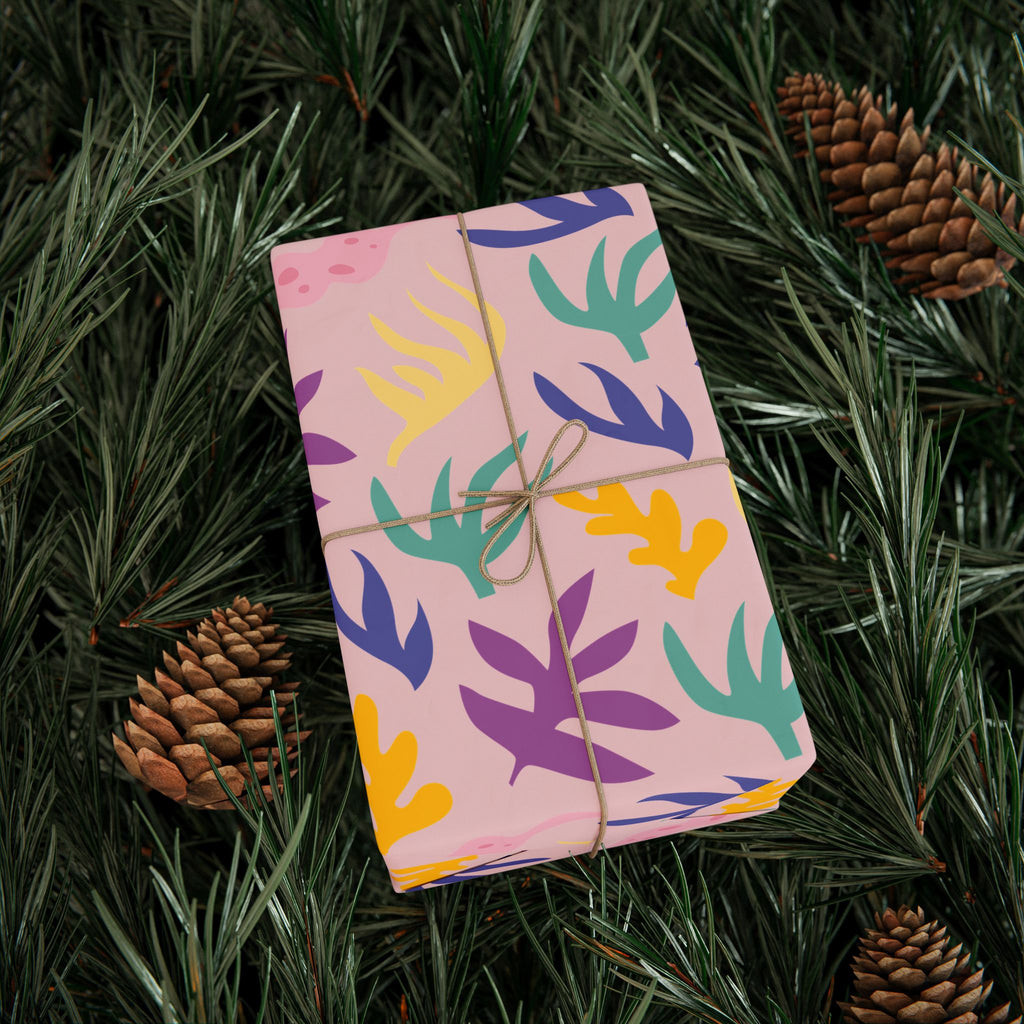 Floral Confetti Wrapping Paper - Pastel Pink Botanical Gift Wrap