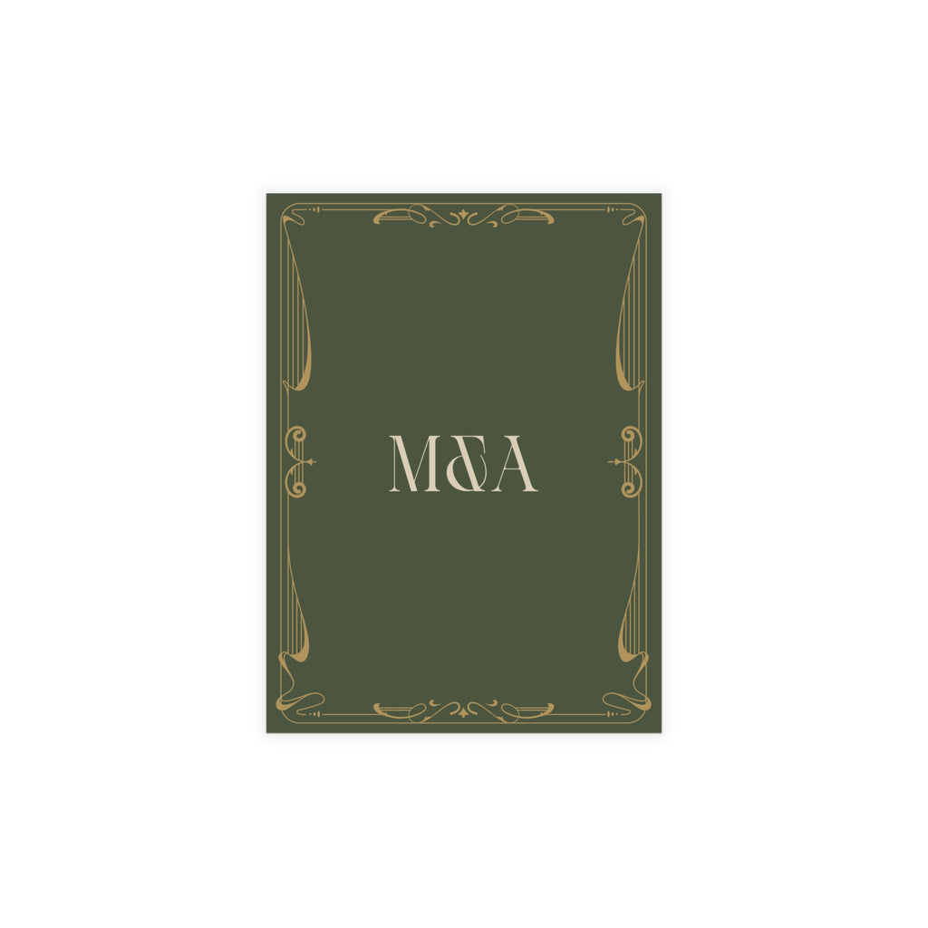 Green Art Nouveau Wedding Invitation | Customizable Flat Card Pack (10, 30, 50 Count)