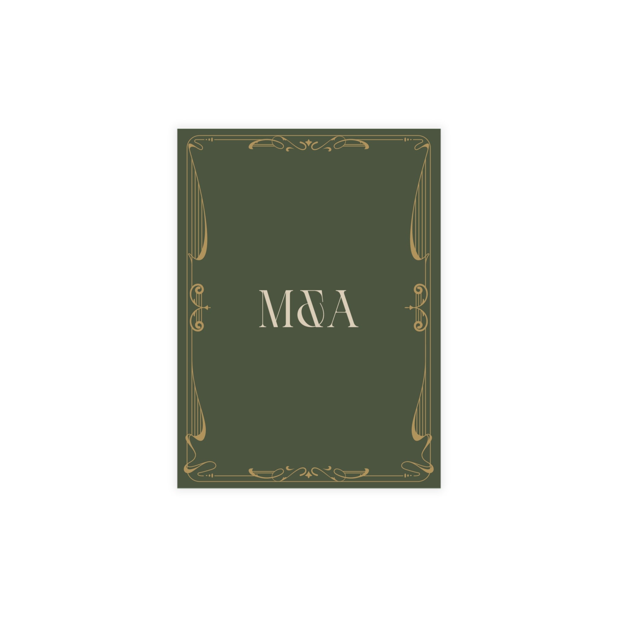 Green Art Nouveau Wedding Invitation | Customizable Flat Card Pack (10, 30, 50 Count)