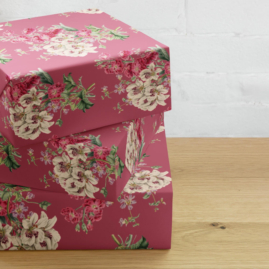 Vintage Floral Wrapping Paper Sheets – Pink Matte Gift Wrap Set