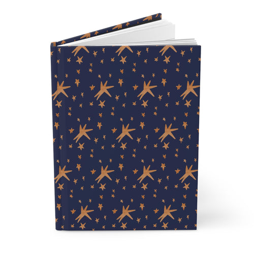 Copper Stars Pattern Hardcover Journal | Blue Starry Notebook