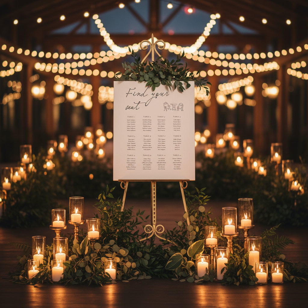 Seating chart for an event with table assignments and names.