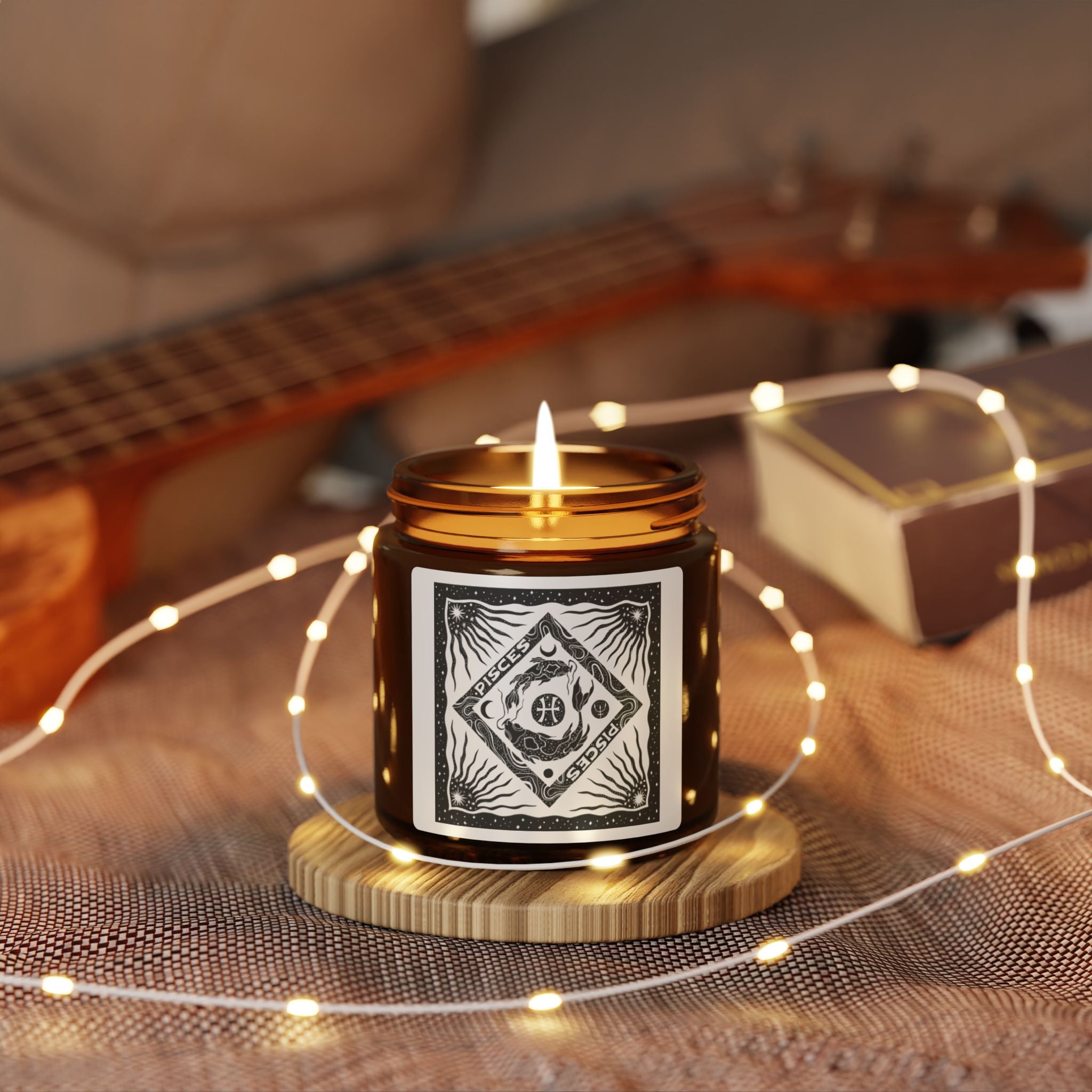 Pisces Zodiac Scented Soy Candle — Amber Jar (Multi-Size)