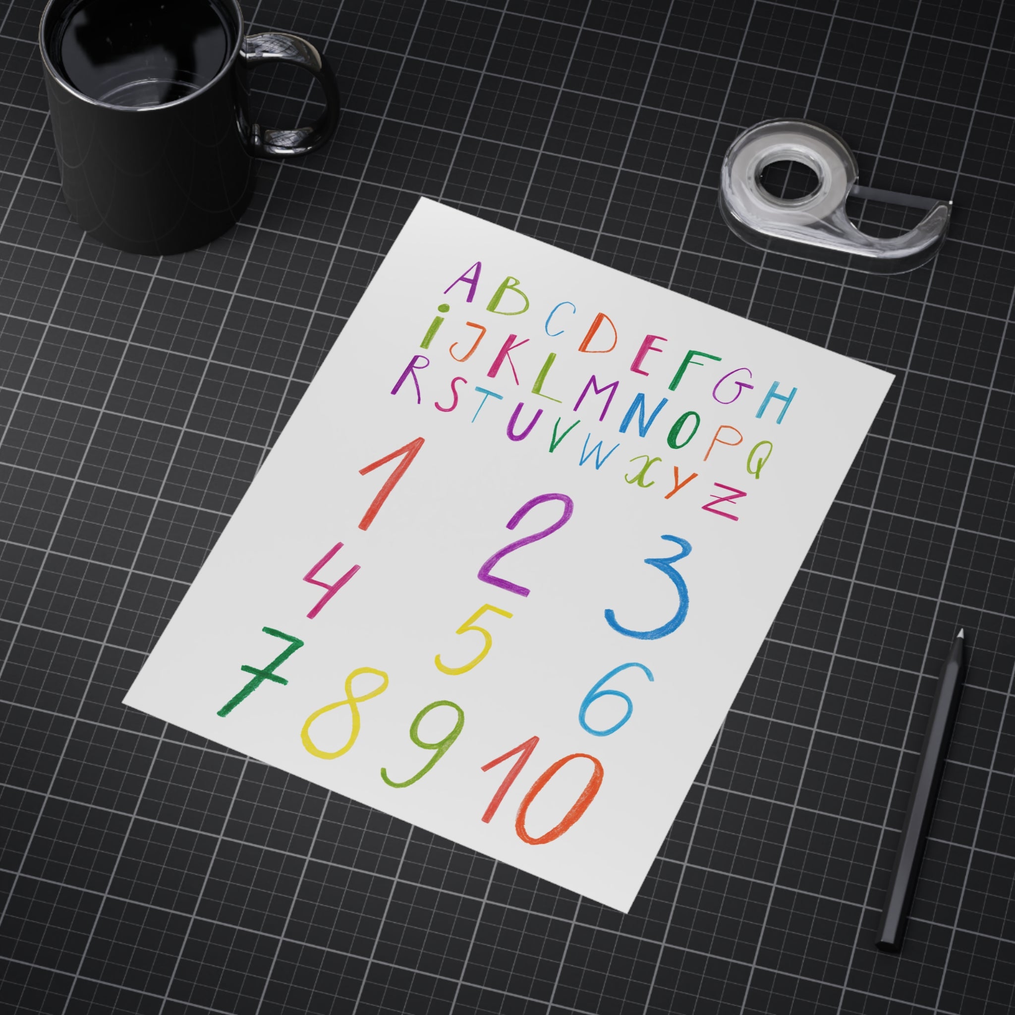 Kids Alphabet & Numbers Print — Colorful Educational Wall Art (Unframed)