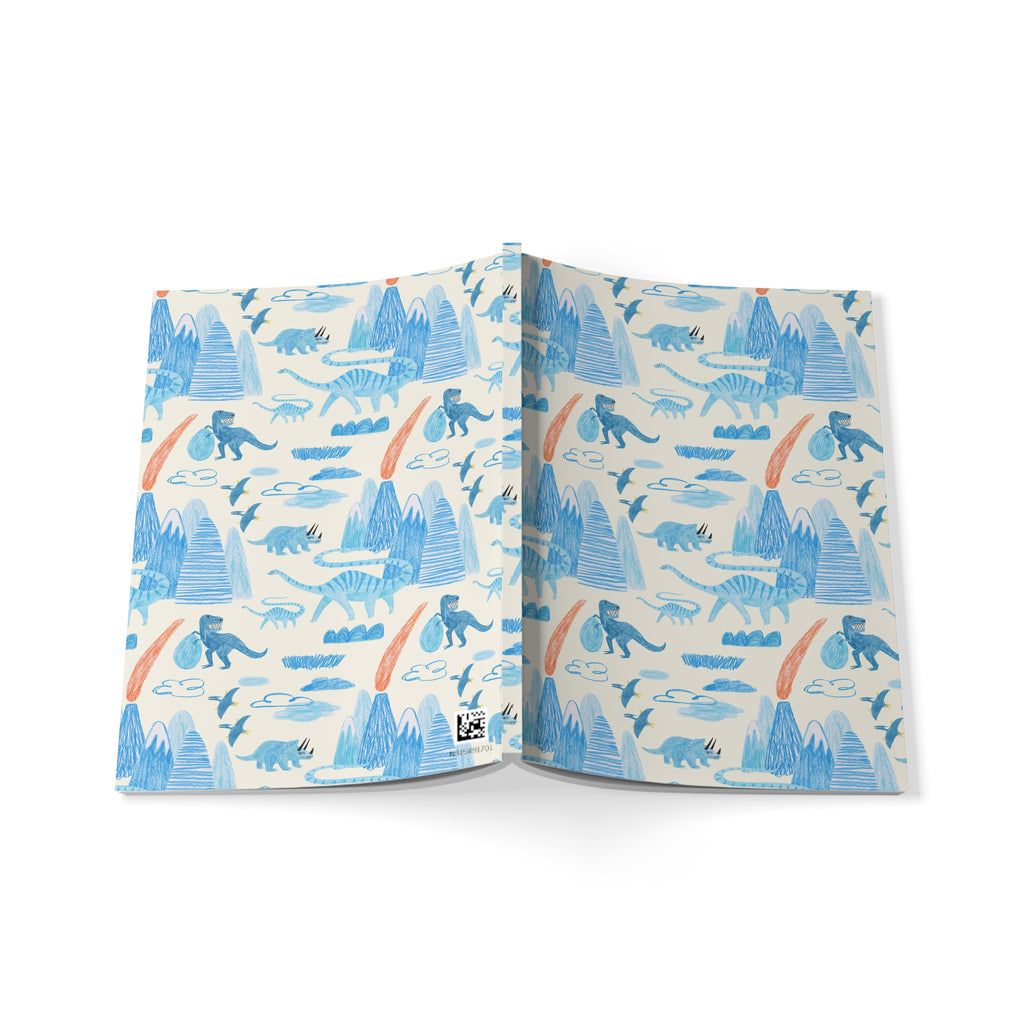 Dinosaur Notebook A5 | Blue Jurassic Pattern Journal