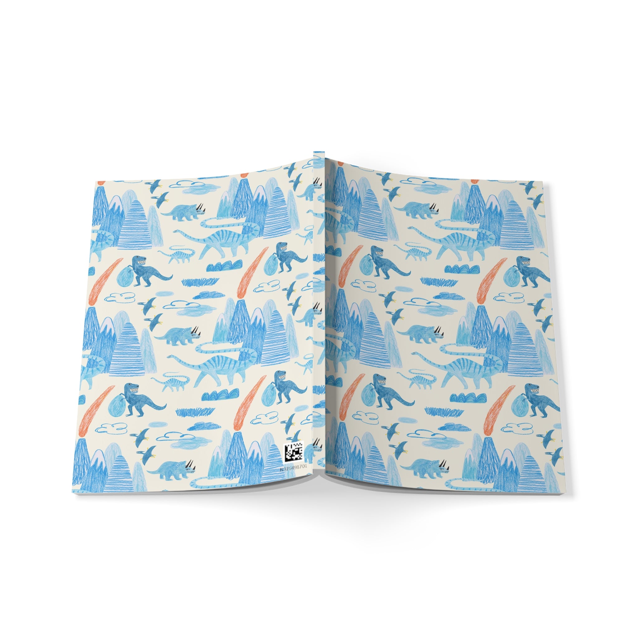 Dinosaur Notebook A5 | Blue Jurassic Pattern Journal