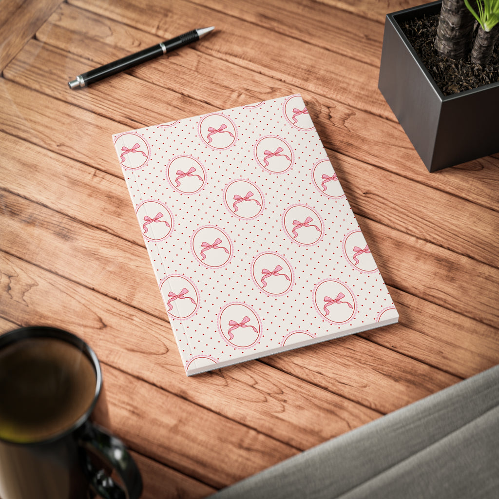 Pink Bow Notebook A5 | Polka Dot Softcover Journal