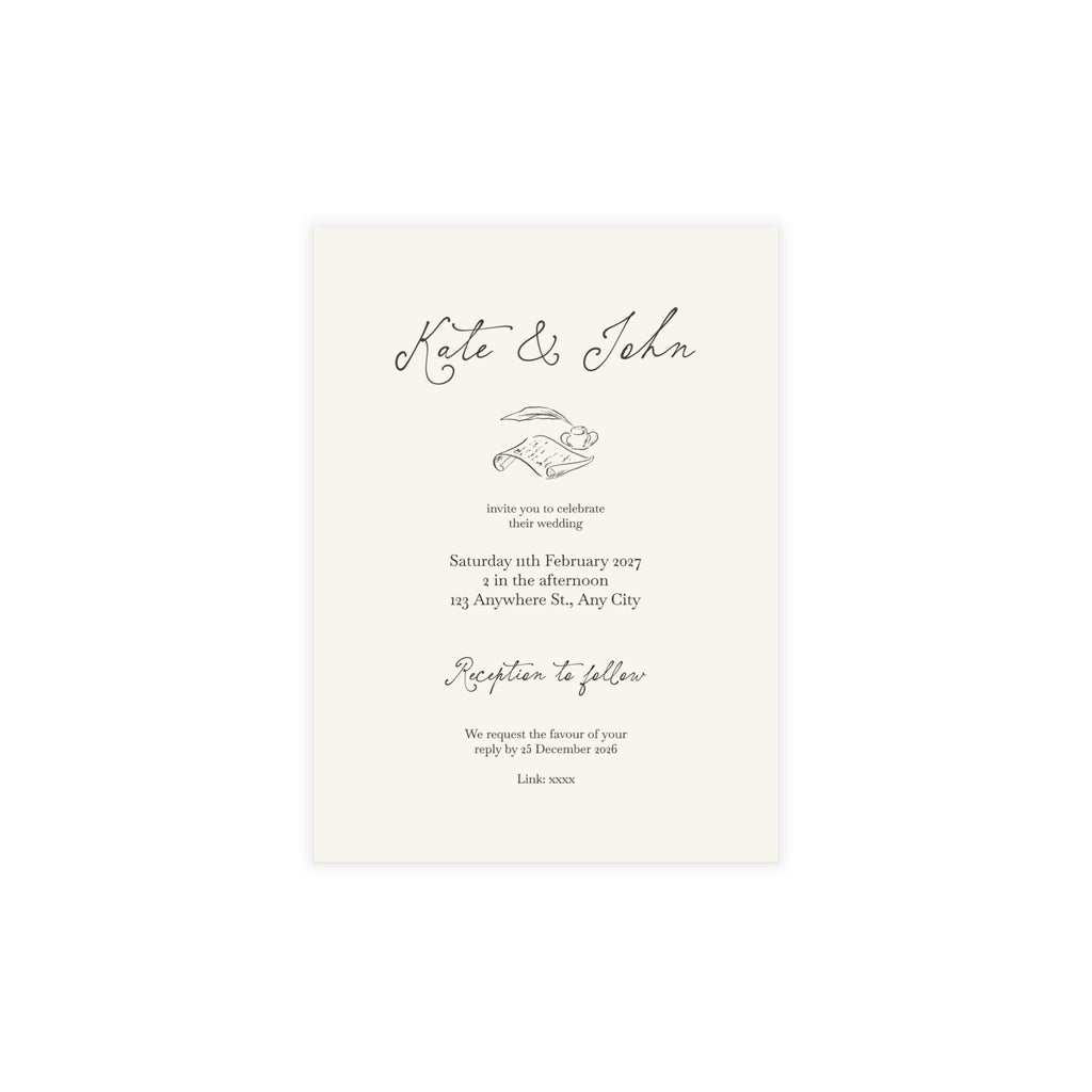 Vintage Wedding Invitation Pack (10, 30, or 50 Count) - Envelopes included