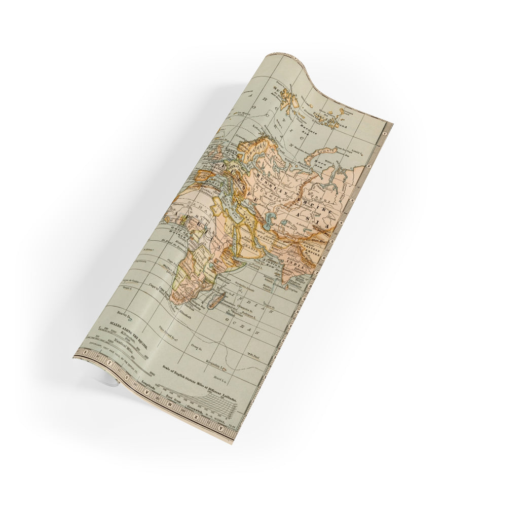 Wrapping Paper Roll, Vintage World Map Gift Wrap, Retro Atlas Travel Design