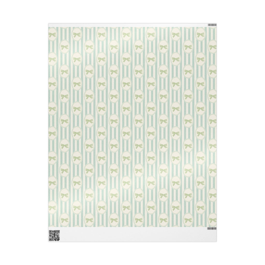 Bow Wrapping Paper | Pastel Green Stripe Gift Wrap