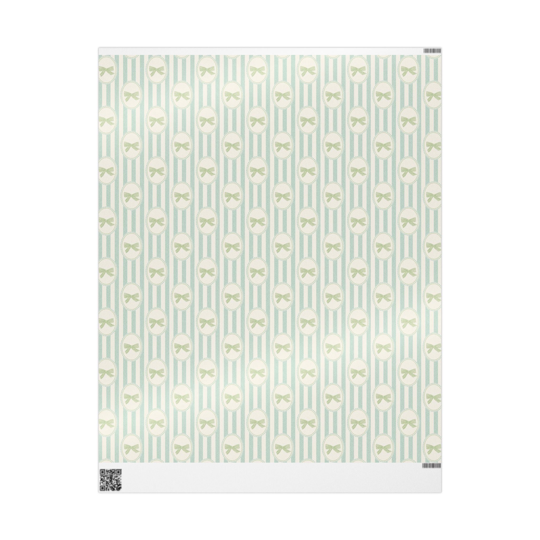 Bow Wrapping Paper | Pastel Green Stripe Gift Wrap