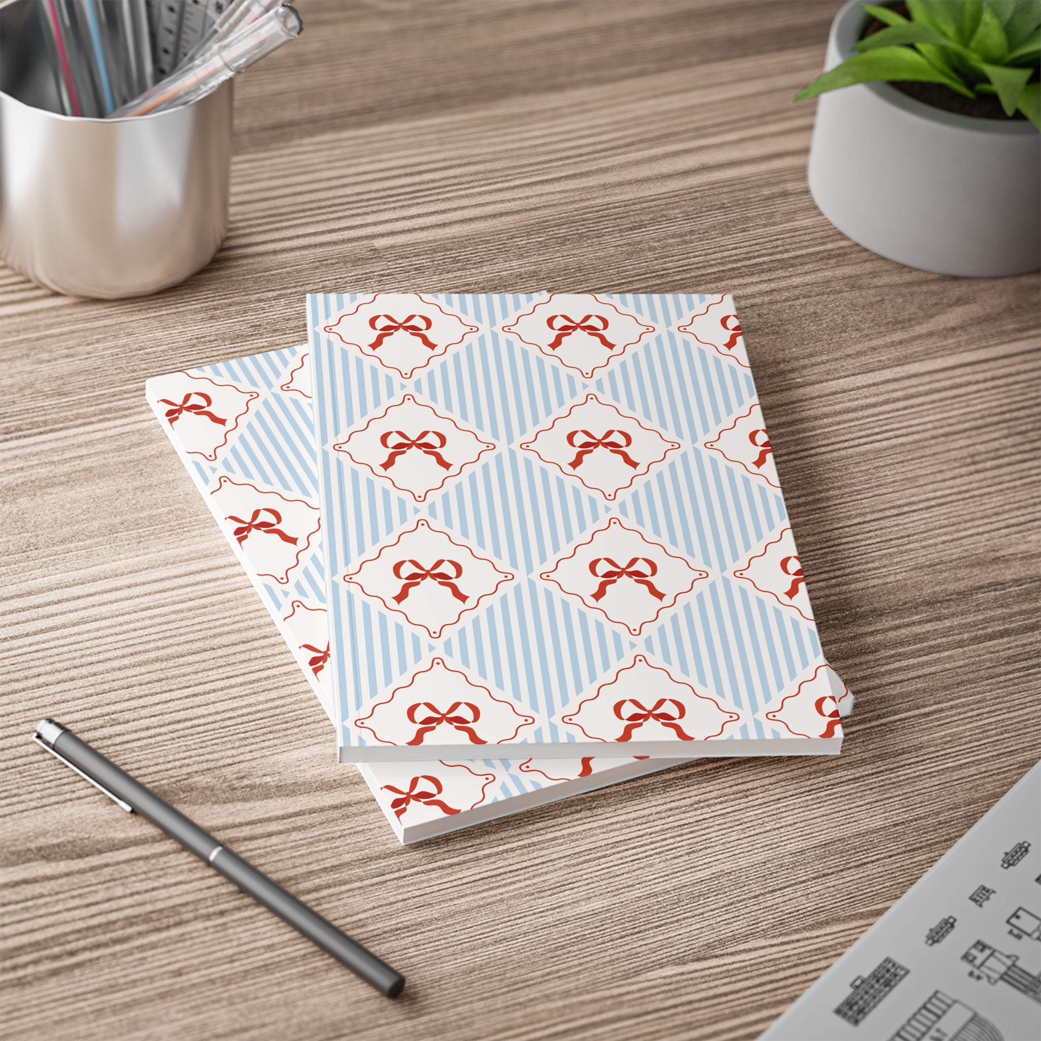 Ribbon Pattern Notebook A5 | Bow Tile Softcover Journal