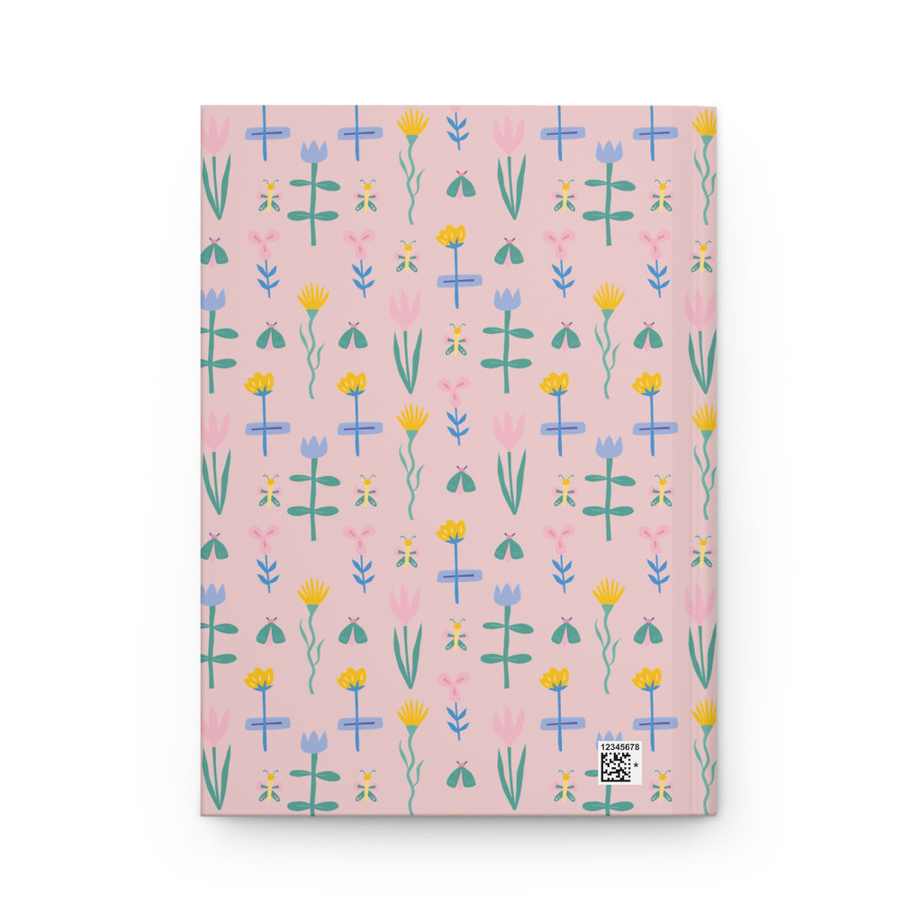 Floral Pattern Hardcover Journal — Pink Botanical Notebook