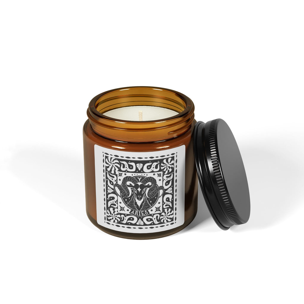 Aries Zodiac Scented Soy Candle — Amber Jar