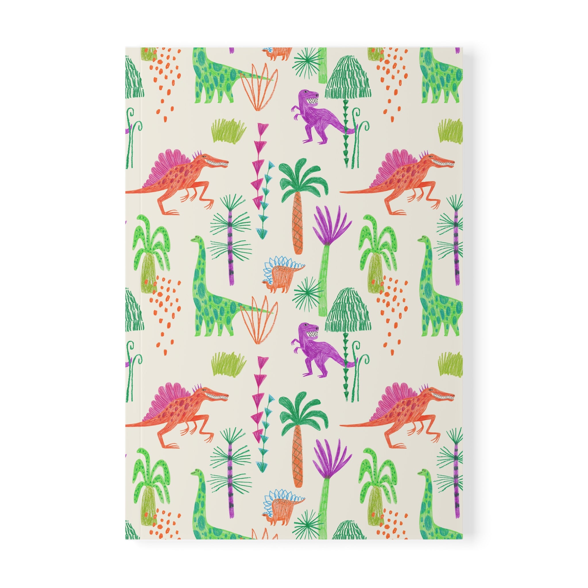 Dinosaur Pattern A5 Softcover Notebook — Colorful Dino Jungle Journal