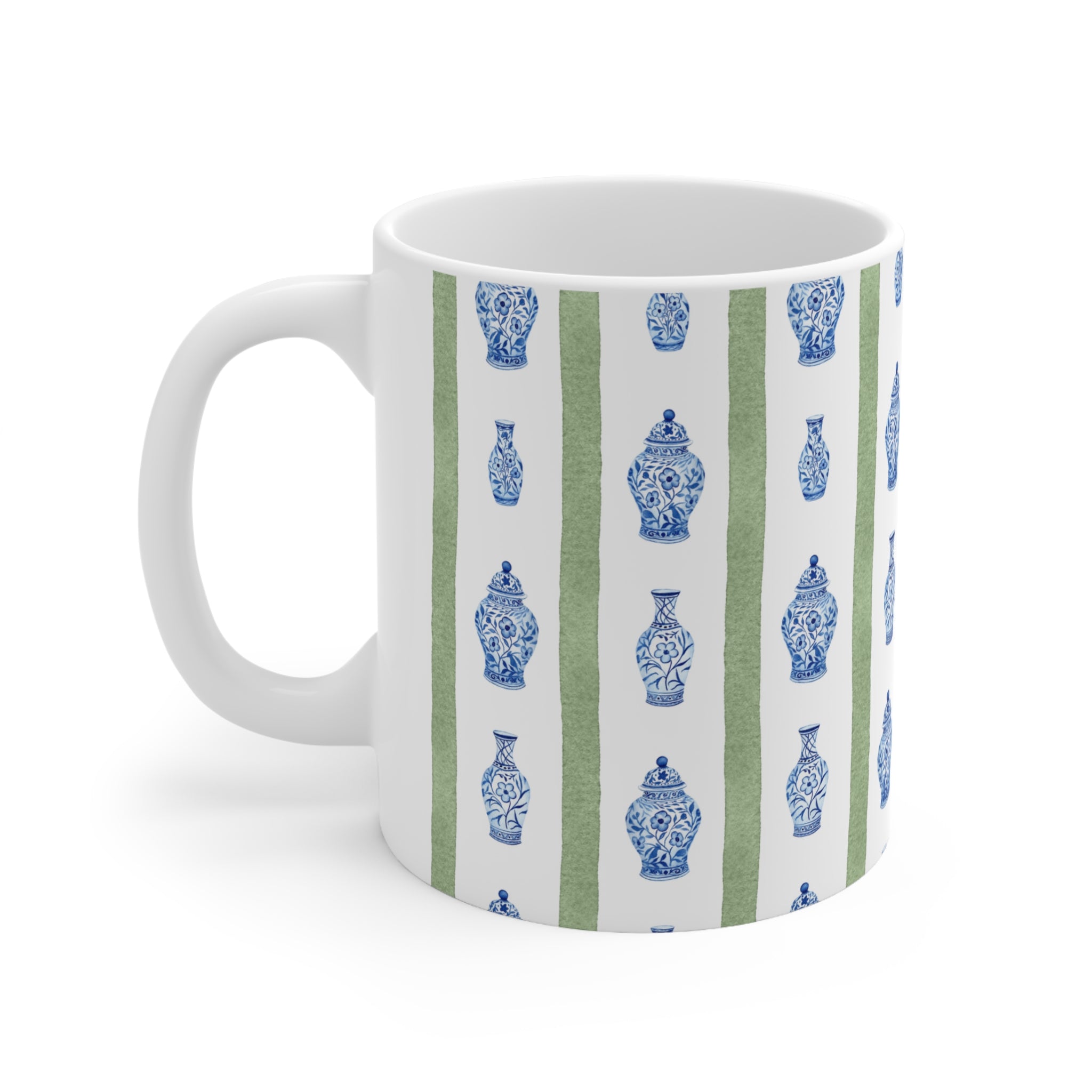 Blue Ginger Jar Pattern Ceramic Coffee Mug — 11oz & 15oz