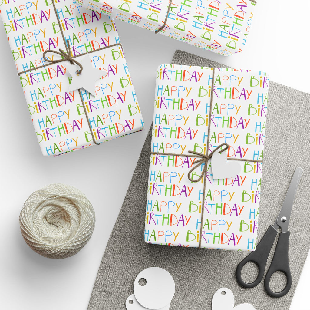 Wrapping Paper — Colorful "Happy Birthday" Repeat Gift Wrap