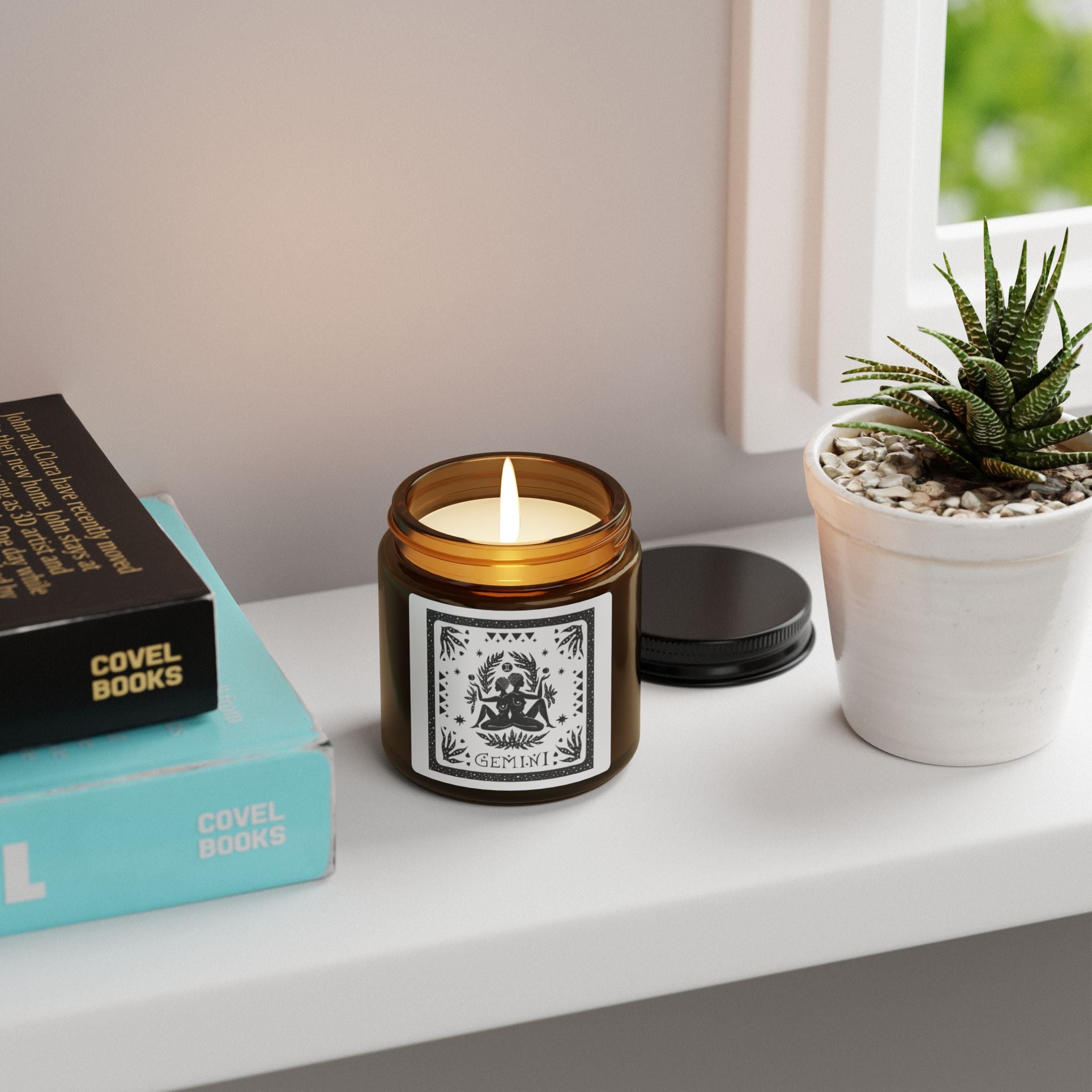 Cancer Zodiac Scented Soy Candle — Amber Jar