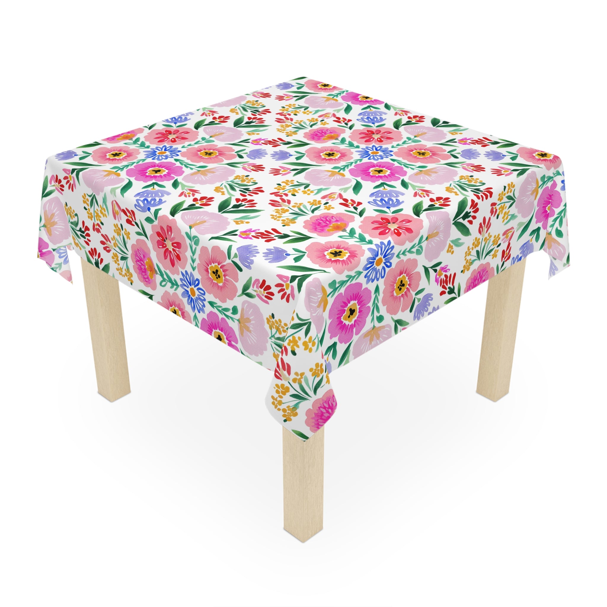 Floral Picnic Tablecloth — Pink Watercolor Flower Pattern for Spring & Summer
