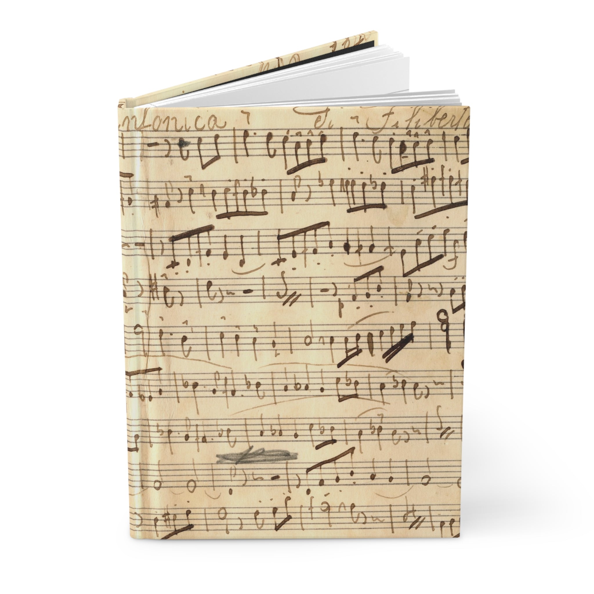 Hardcover Journal, Vintage Sheet Music Notebook, Lined Writing Journal for Musicians