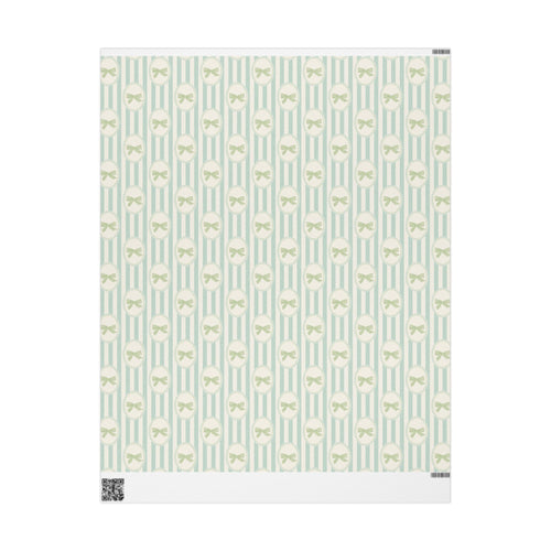Bow Wrapping Paper | Pastel Green Stripe Gift Wrap
