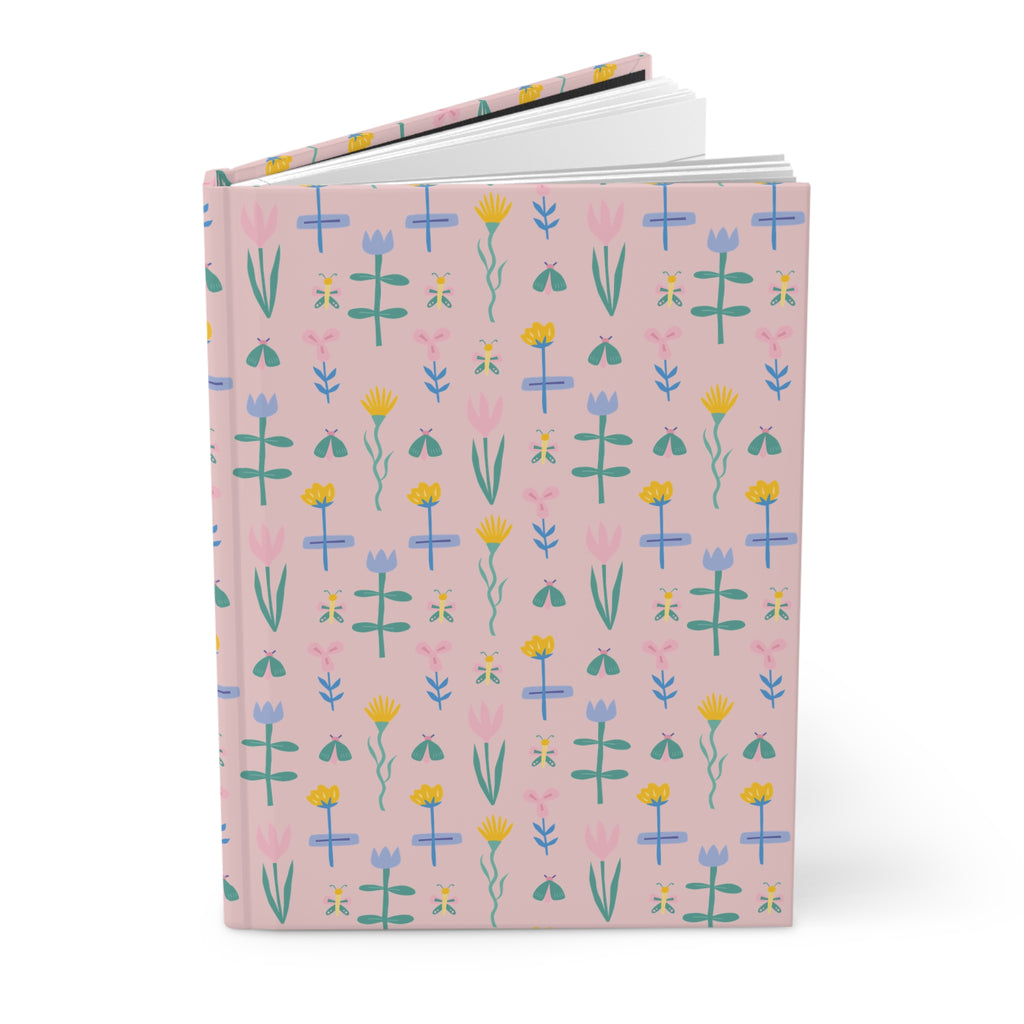 Floral Pattern Hardcover Journal — Pink Botanical Notebook