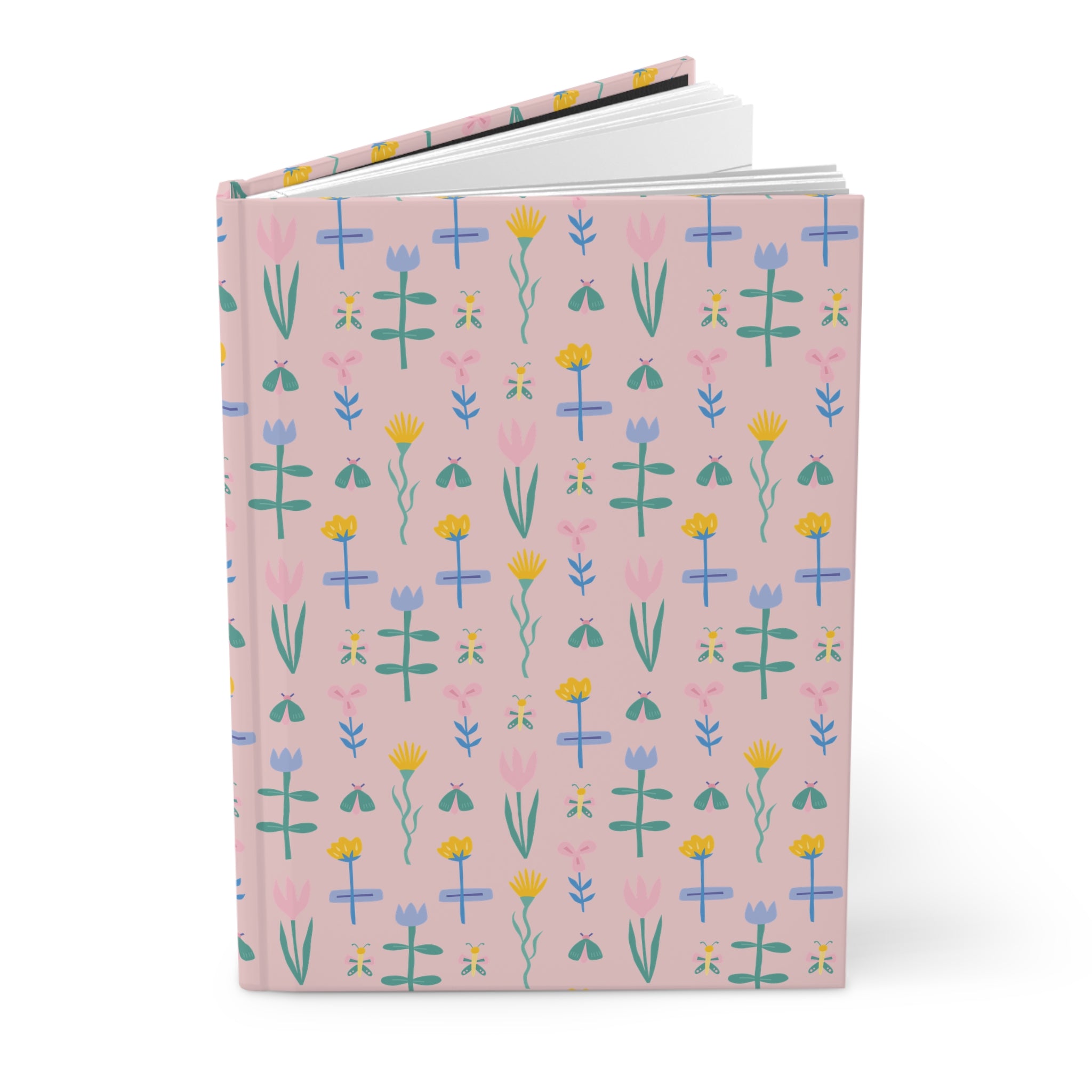 Floral Pattern Hardcover Journal — Pink Botanical Notebook