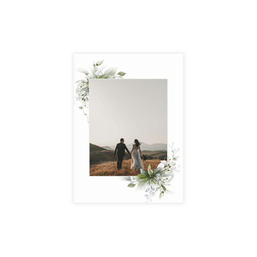 Muted Greenery Wedding Invitation | Customizable Photo Back Flat Card Pack (10, 30, 50 Count)