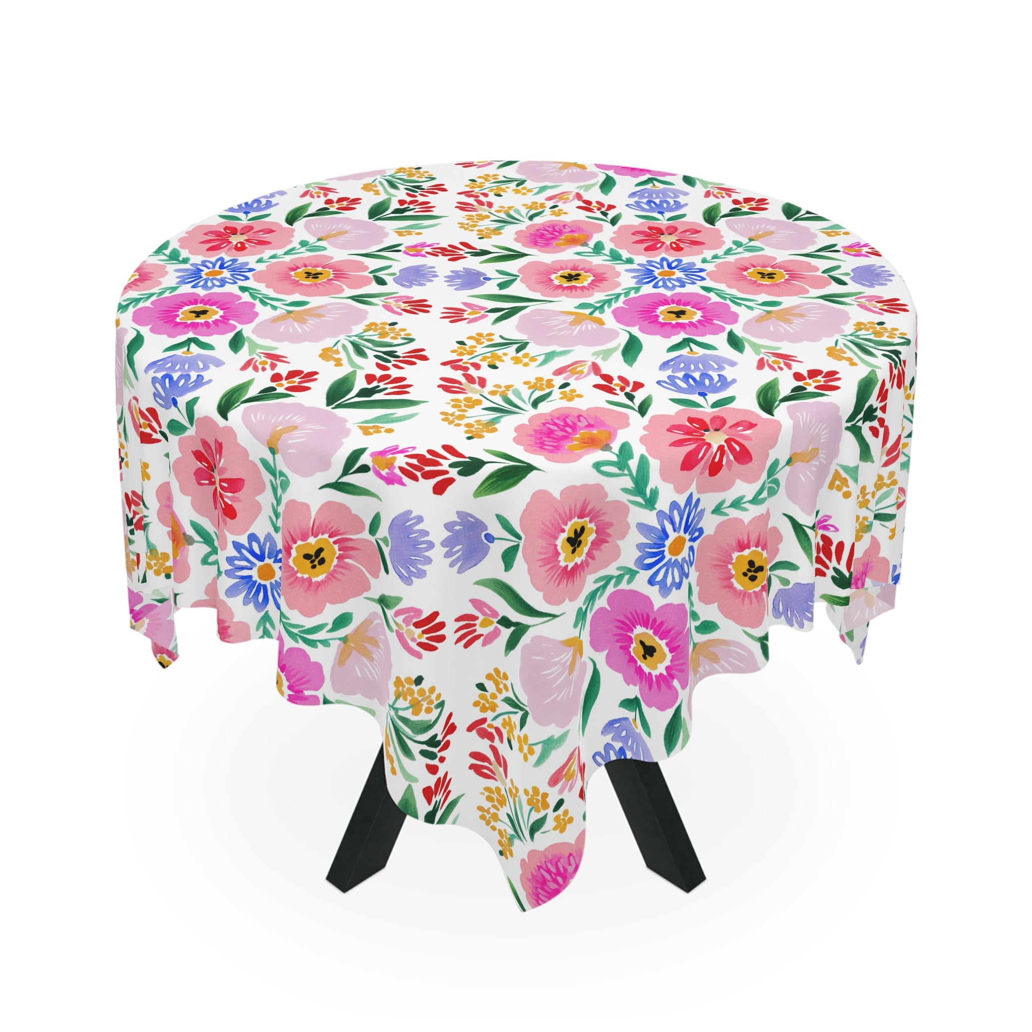 Floral Picnic Tablecloth — Pink Watercolor Flower Pattern for Spring & Summer